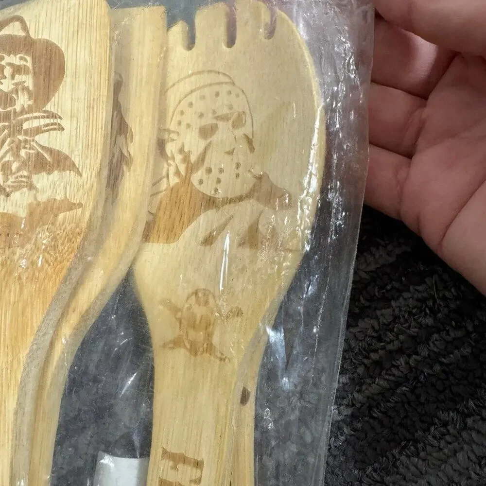 Horror Movie Wooden Spoon Set – Michael Myers, Jason, Freddy Krueger, Ghostface